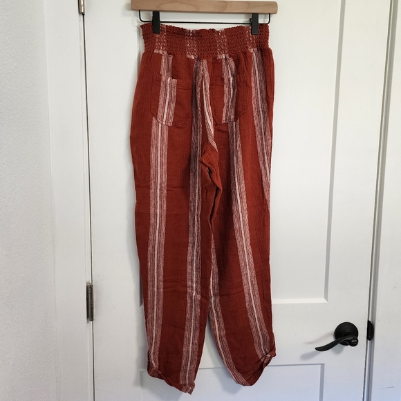 Rewash American Original Linen Blend Boho Rust Striped Pants - Picture 2 of 12